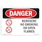 Signmission OSHA Danger Sign, 10" Height, 14" Width, Aluminum, Kerosene No Smoking Or Open Flames, Landscape OS-DS-A-1014-L-1404 - alternate 1